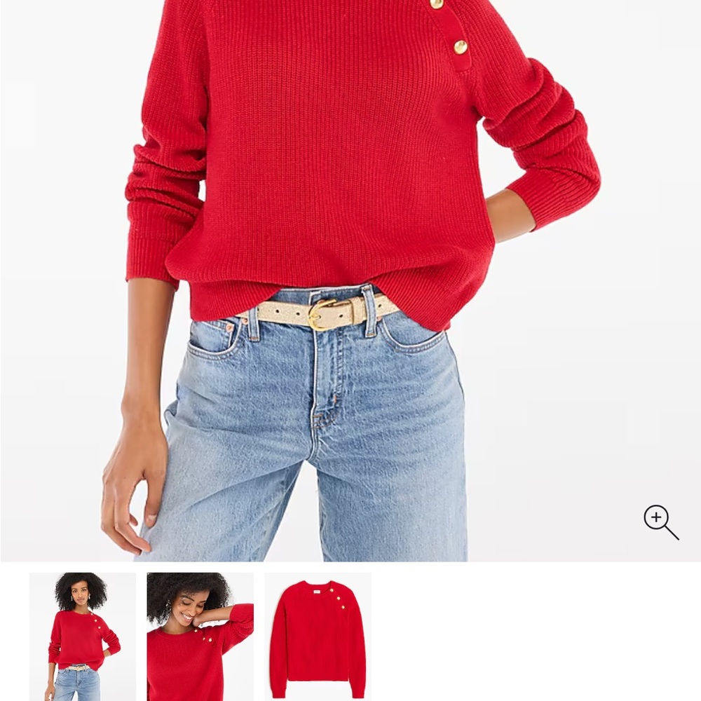 J. Crew Red and Gold Crew Neck Sweater